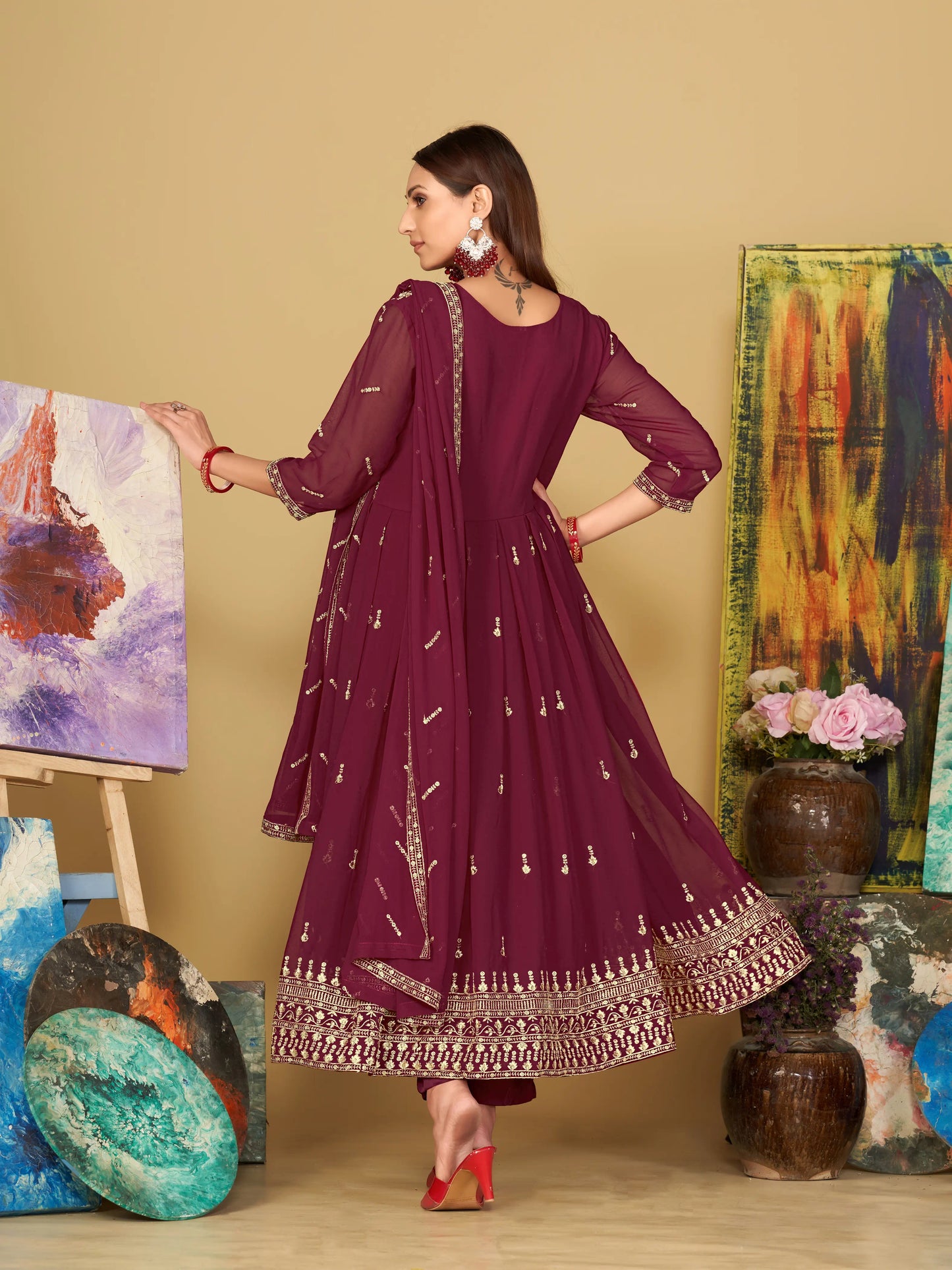 Designer Embroidered Anarkali Suit In Georgette