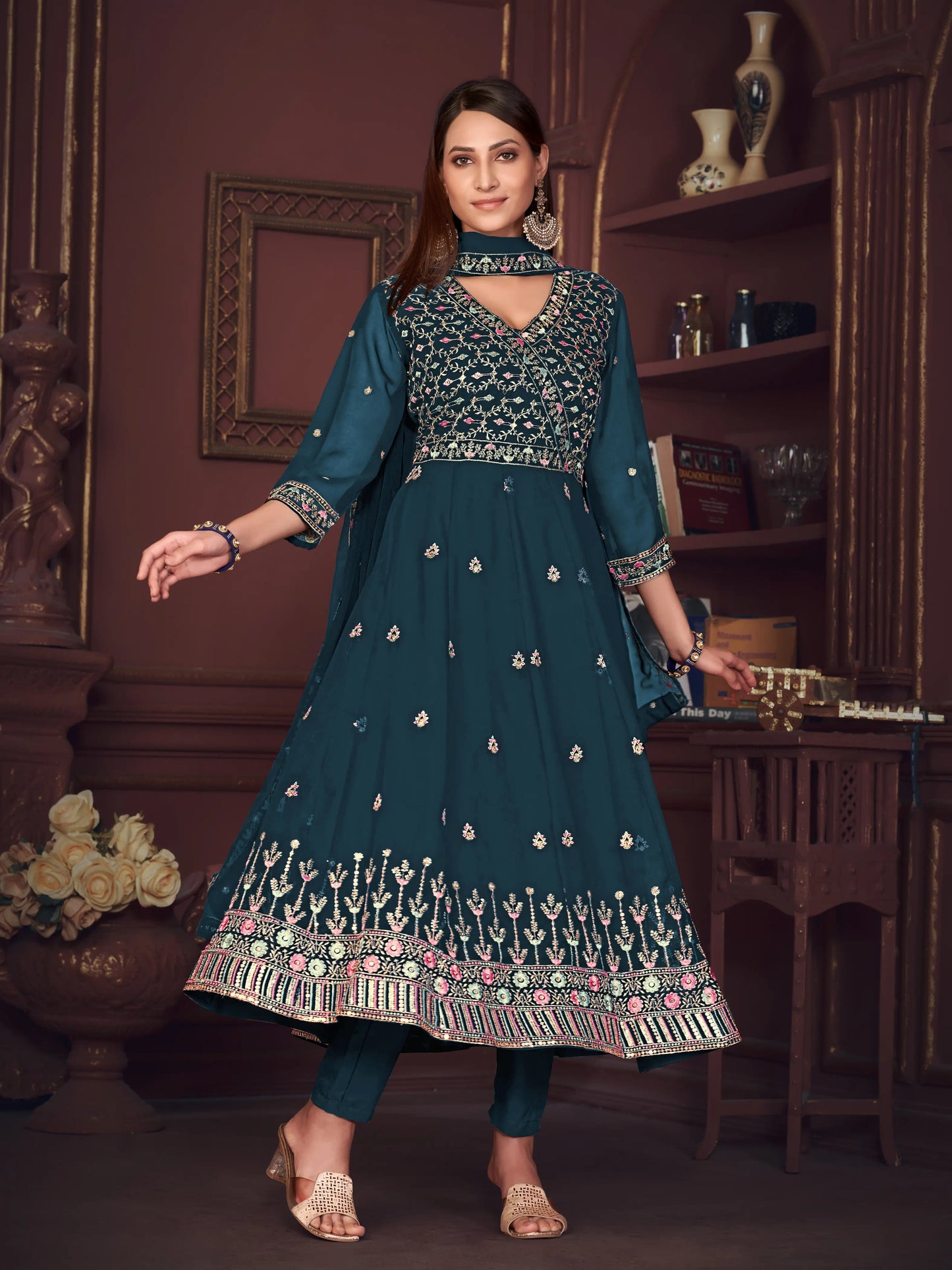 Designer Embroidered Anarkali Suit In Georgette