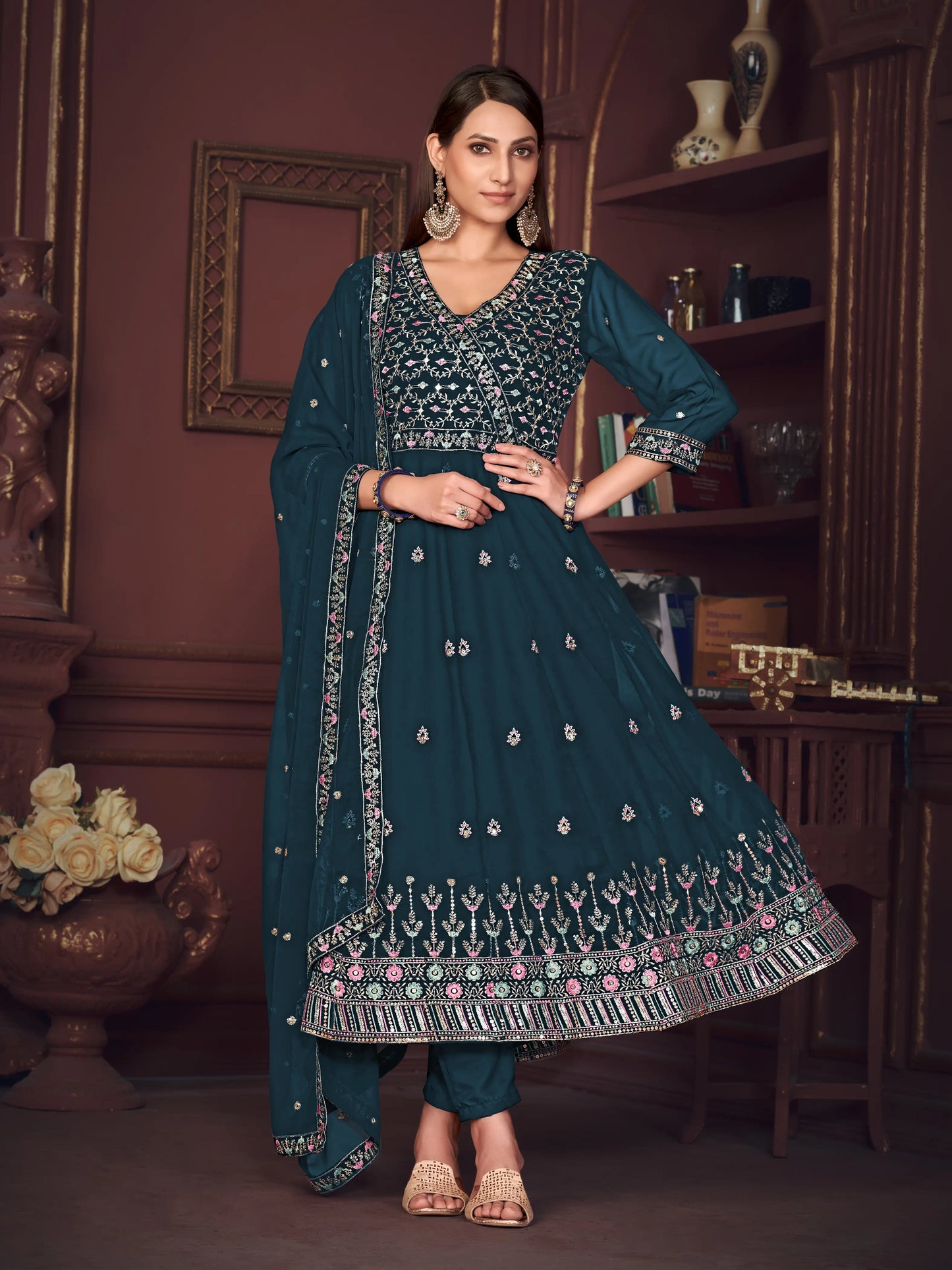 Designer Embroidered Anarkali Suit In Georgette