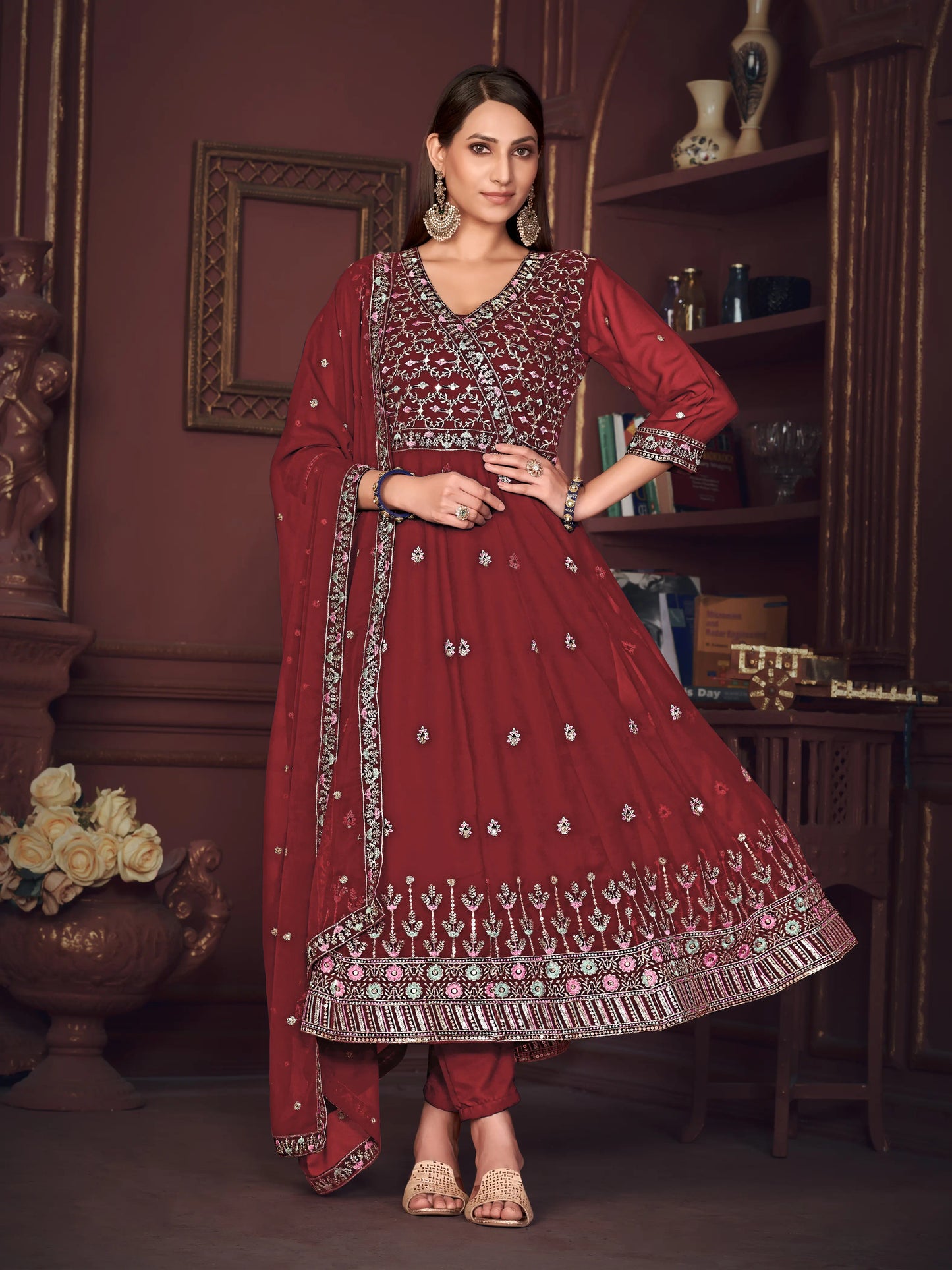 Designer Embroidered Anarkali Suit In Georgette