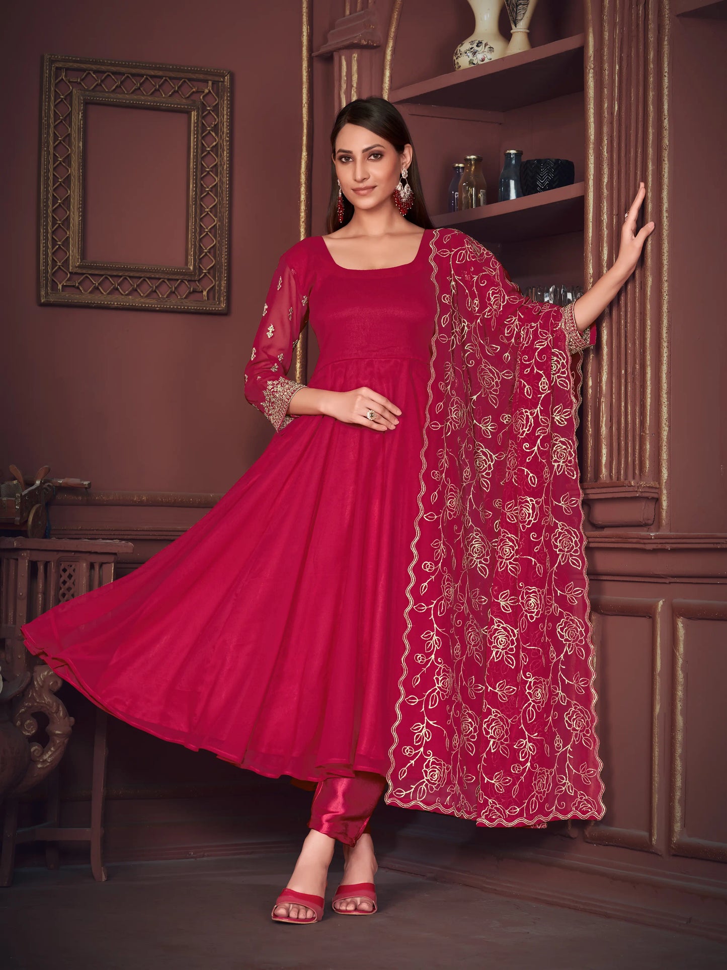 Designer Georgette Embroidered Anarkali Suits