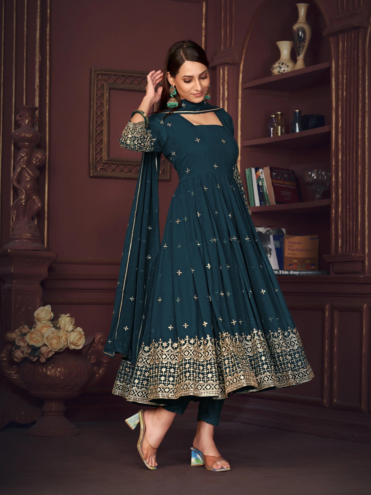 Designer Georgette Embroidered Anarkali Suits