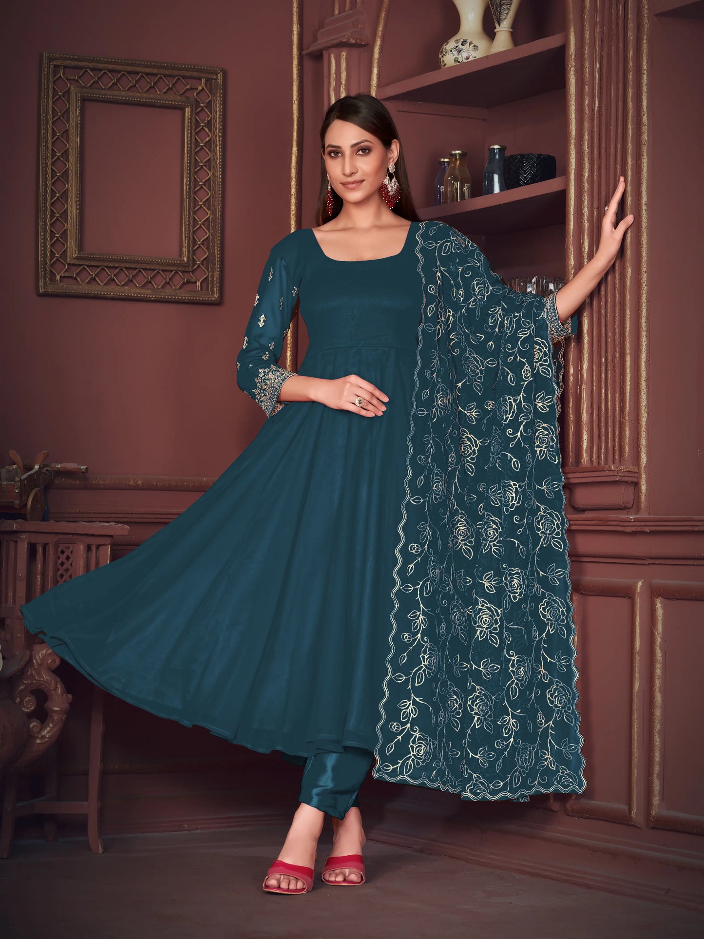 Designer Georgette Embroidered Anarkali Suits