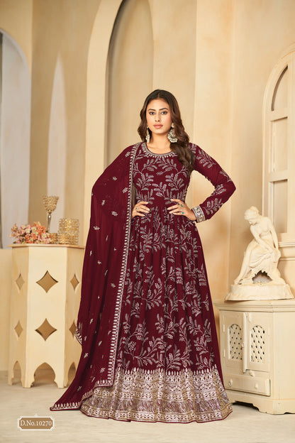 Embroidered Faux Georgette Anarkali Gown