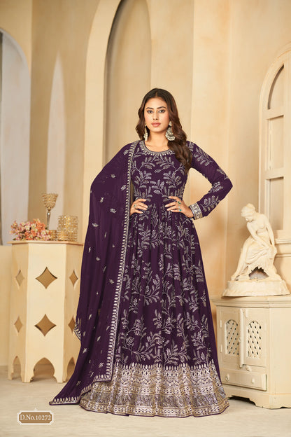 Embroidered Faux Georgette Anarkali Gown