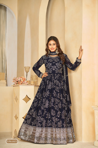 Embroidered Faux Georgette Anarkali Gown