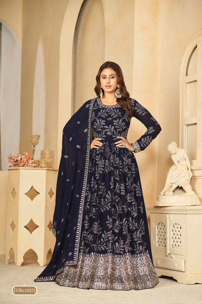 Embroidered Faux Georgette Anarkali Gown