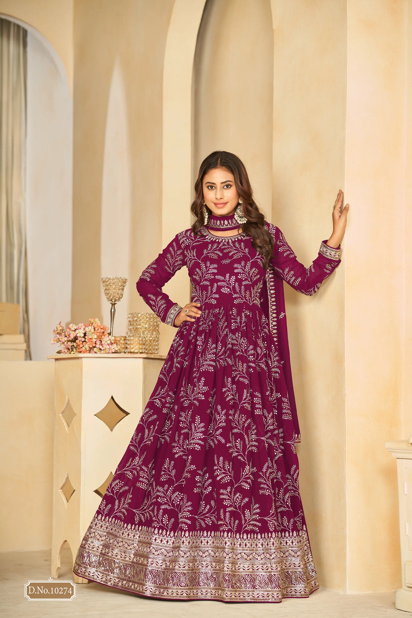 Embroidered Faux Georgette Anarkali Gown