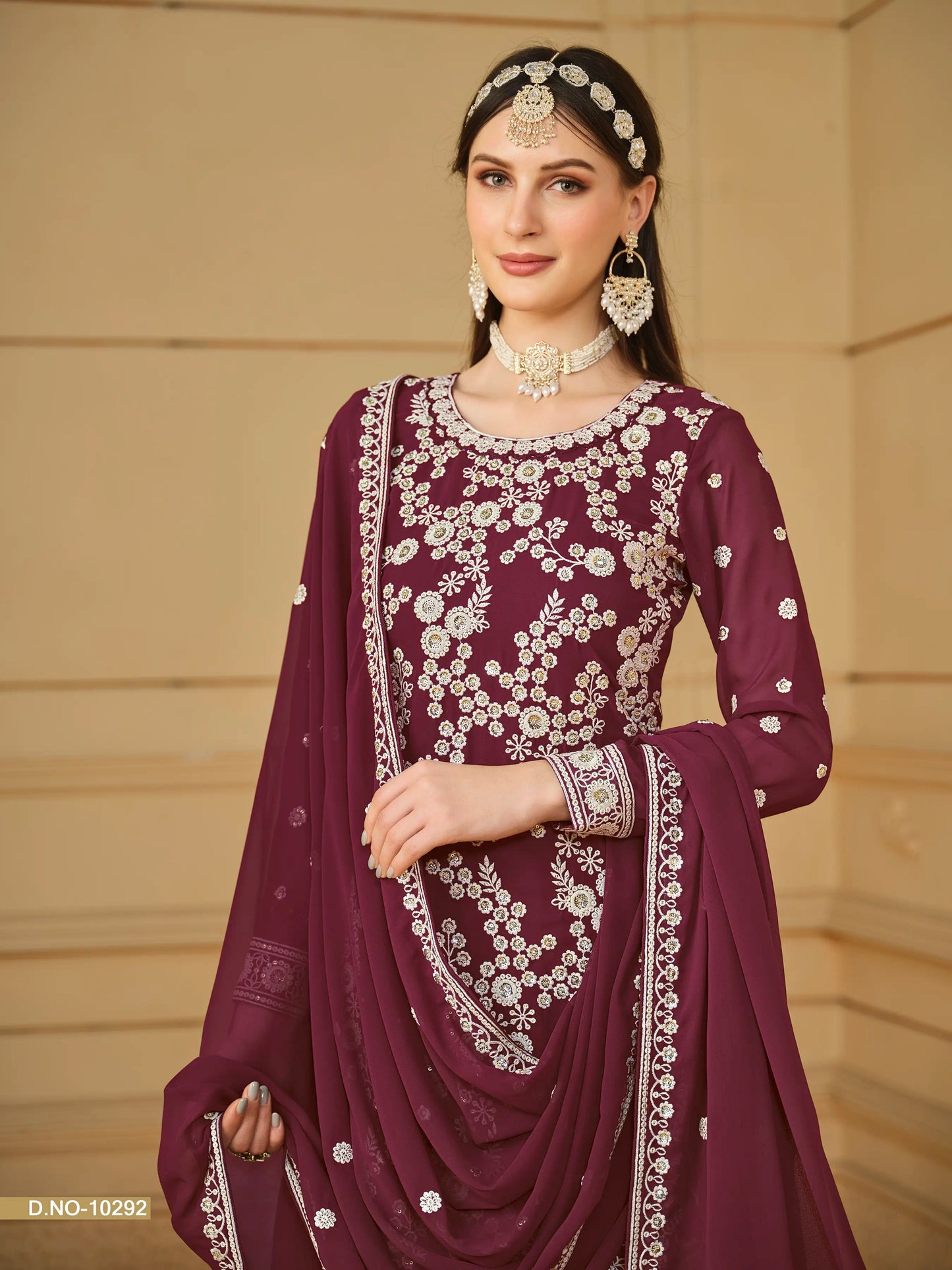 Faux Georgette Embroidered Sharara Suit