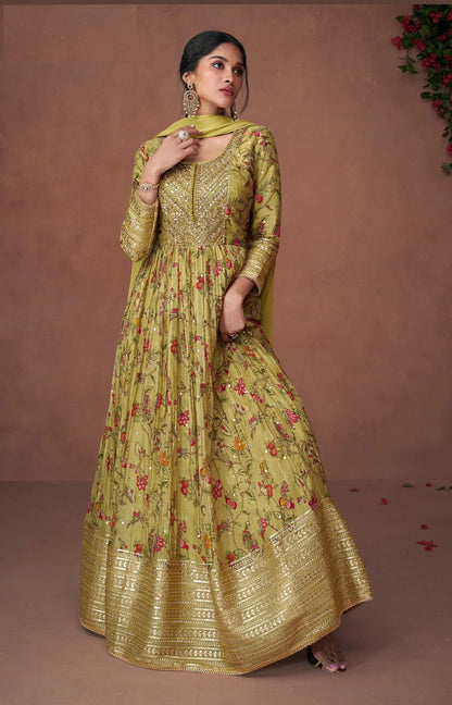 Pure Organza Silk Anarkali Suit