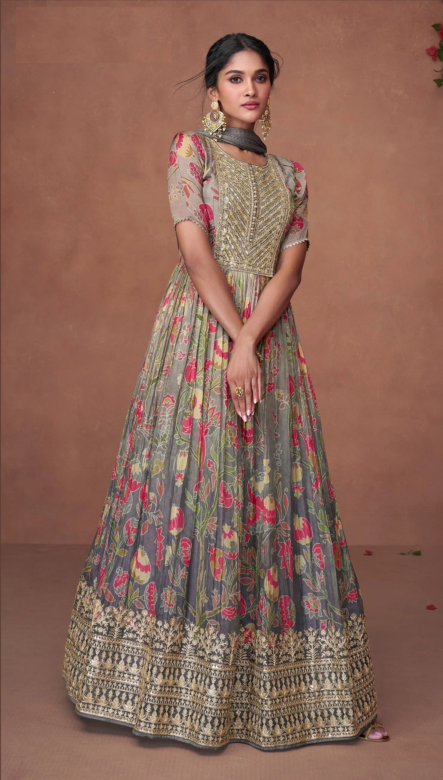 Pure Organza Silk Anarkali Suit