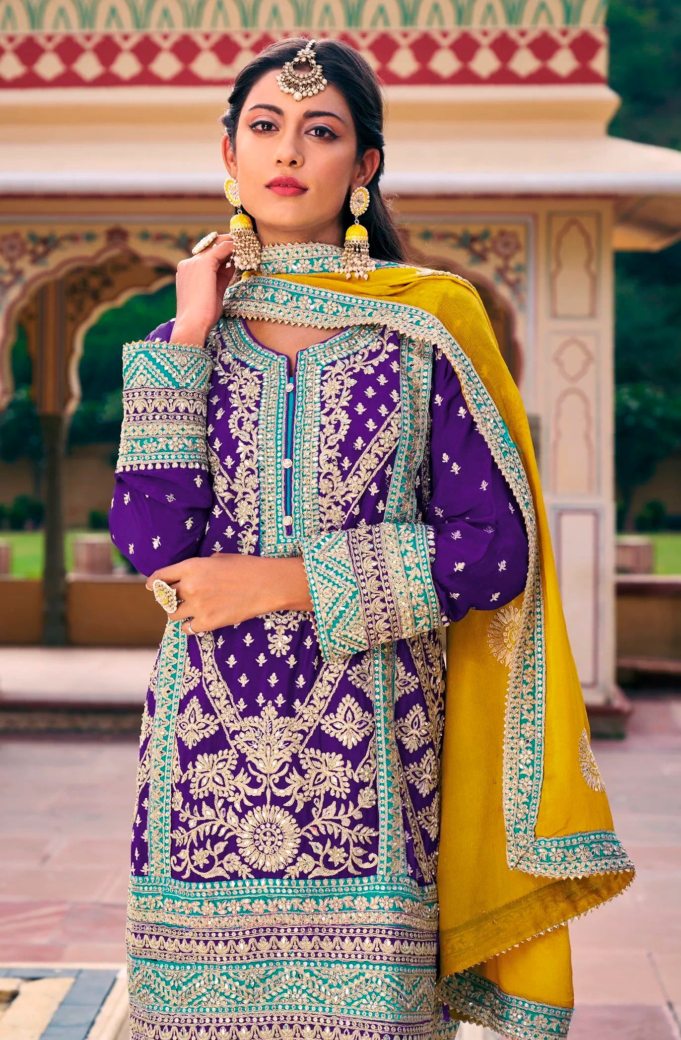 Blooming Chinon Embroidered Designer Suit