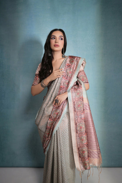 Cotton Silk Kalamkari Designer Saree