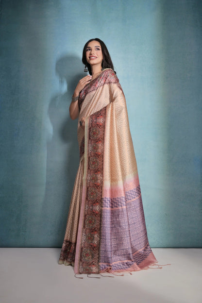 Cotton Silk Kalamkari Designer Saree