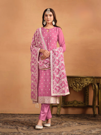 Embroidered Faux Georgette Designer Suit