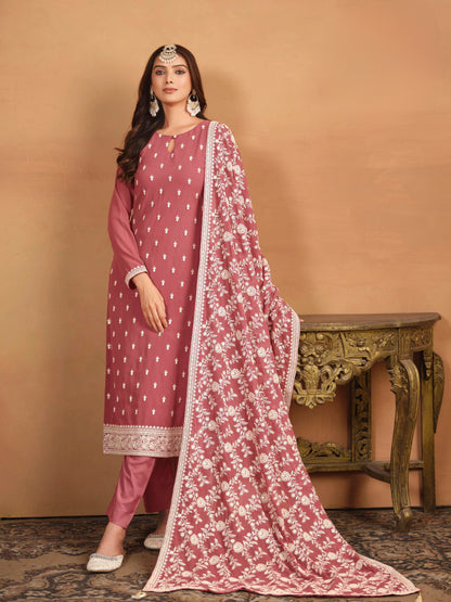 Embroidered Faux Georgette Designer Suit