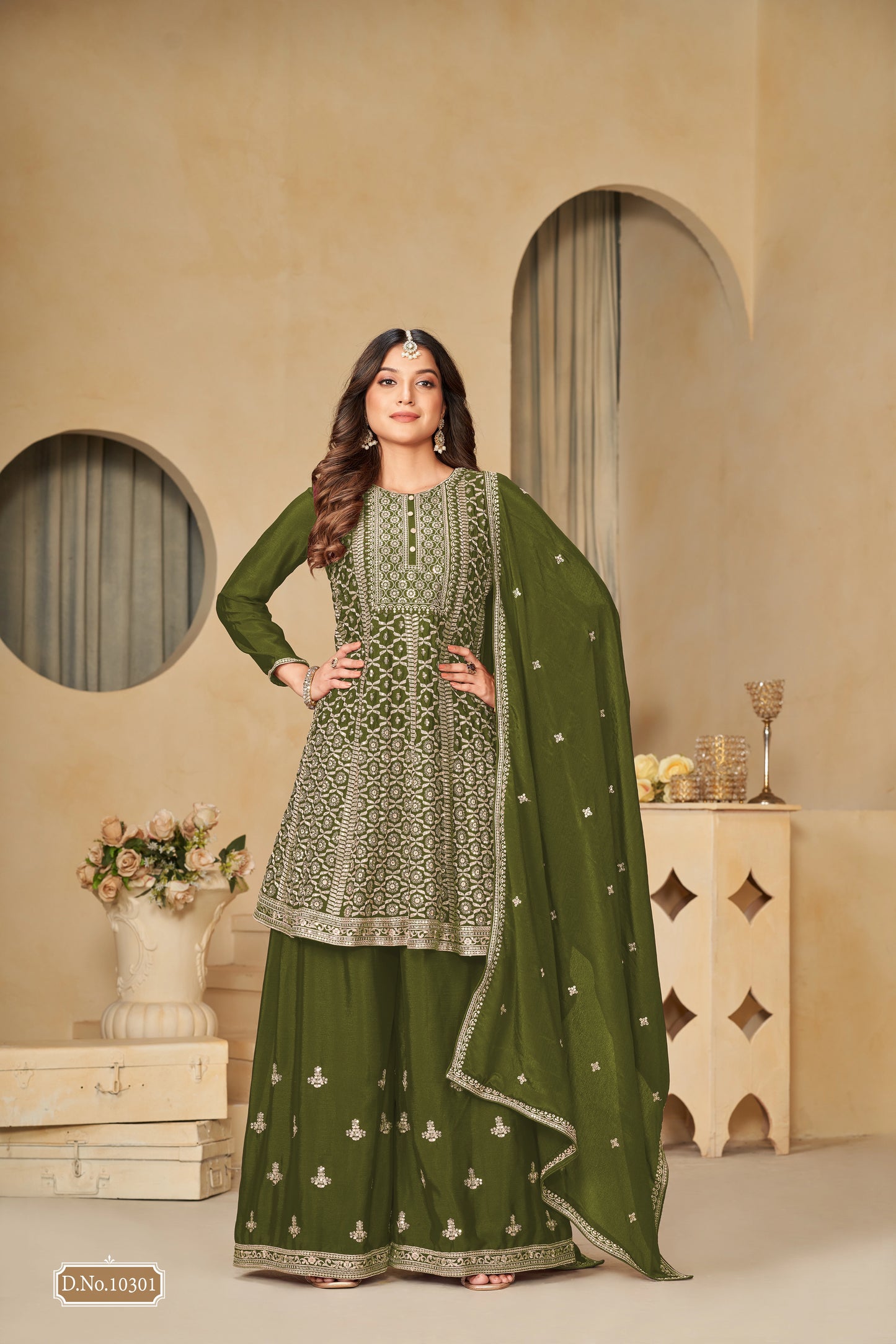 Chinon Embroidered Palazzo Suit Set