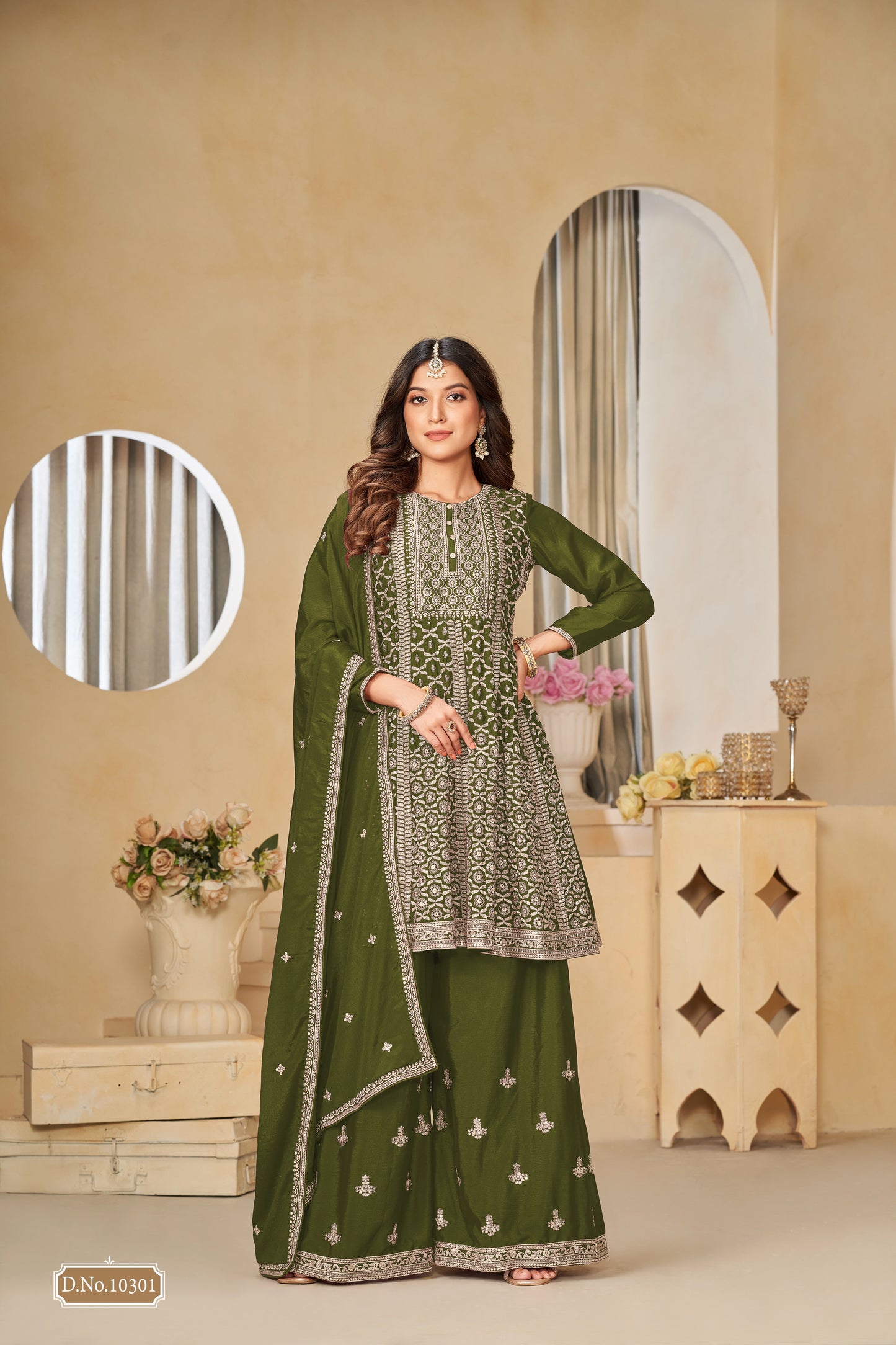 Chinon Embroidered Palazzo Suit Set