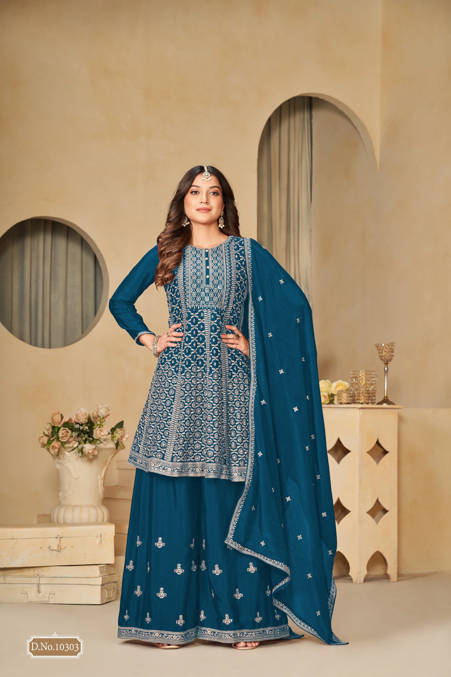 Chinon Embroidered Palazzo Suit Set