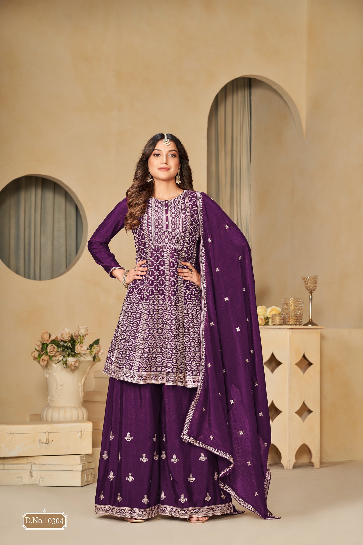 Chinon Embroidered Palazzo Suit Set