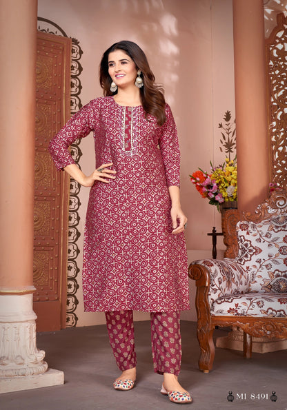 Royal Silk Printed Readymade Kurti Pant Set