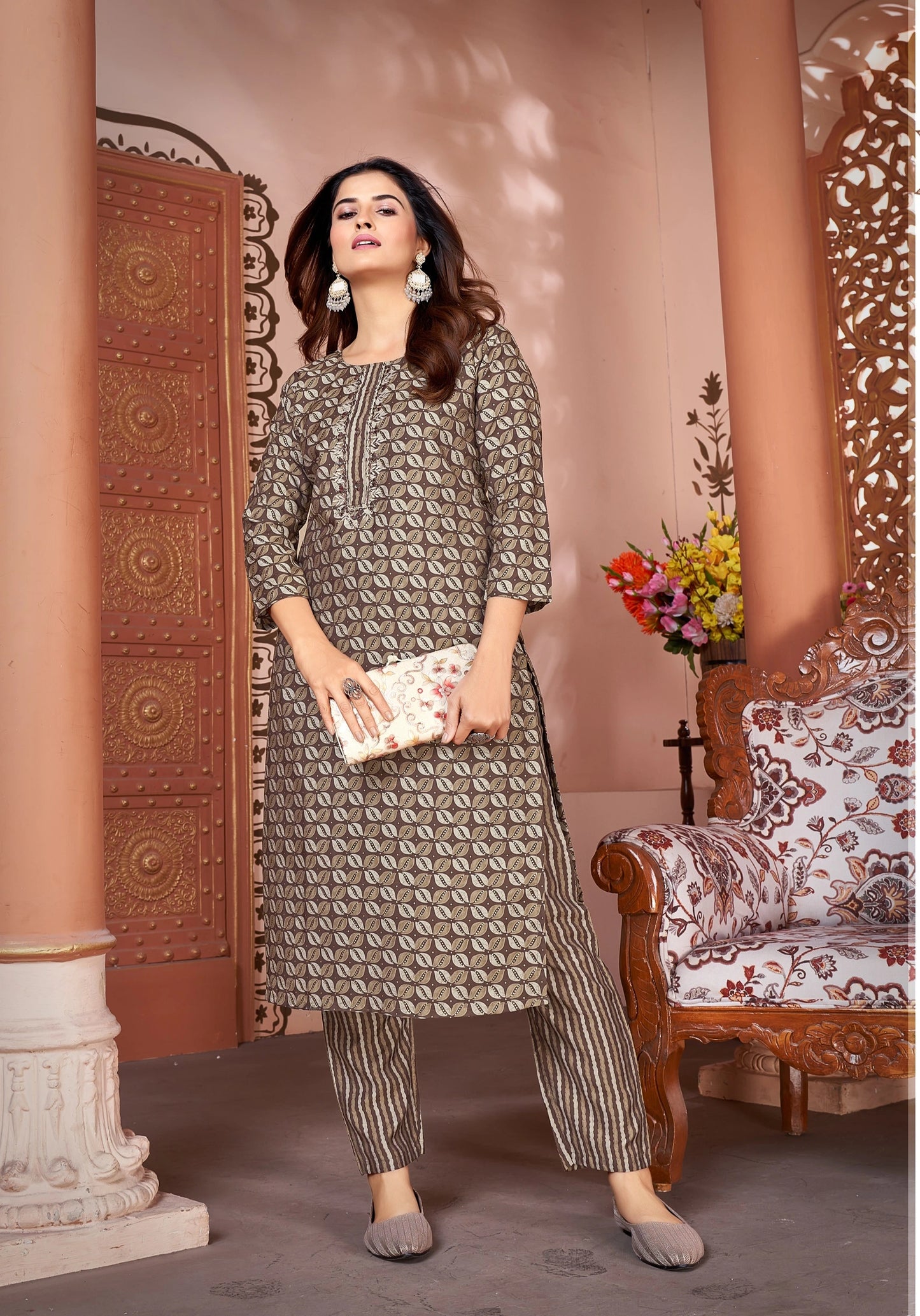 Royal Silk Printed Readymade Kurti Pant Set