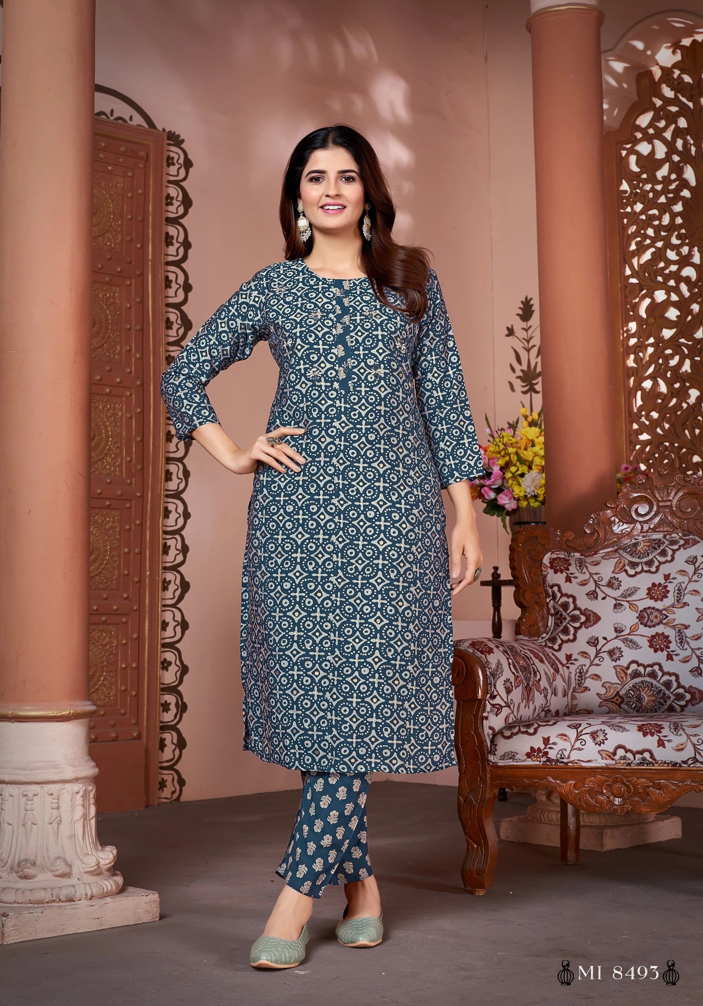 Royal Silk Printed Readymade Kurti Pant Set