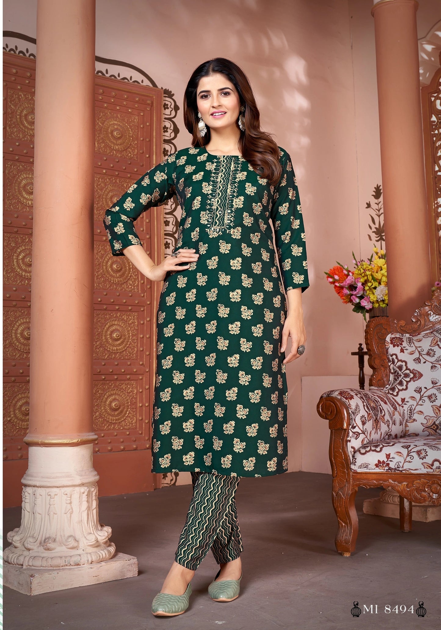 Royal Silk Printed Readymade Kurti Pant Set