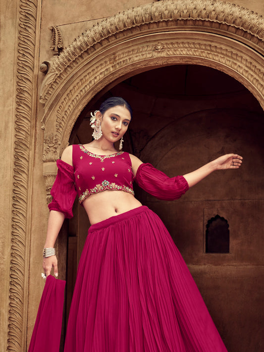 Stylish Georgette Embroidered Lehenga Choli