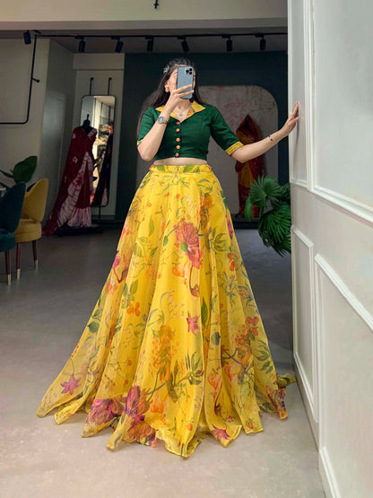 Yellow Organza Lehenga Co-ord Set