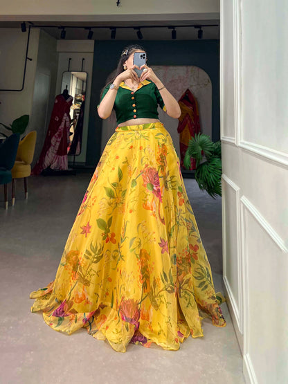 Yellow Organza Lehenga Co-ord Set