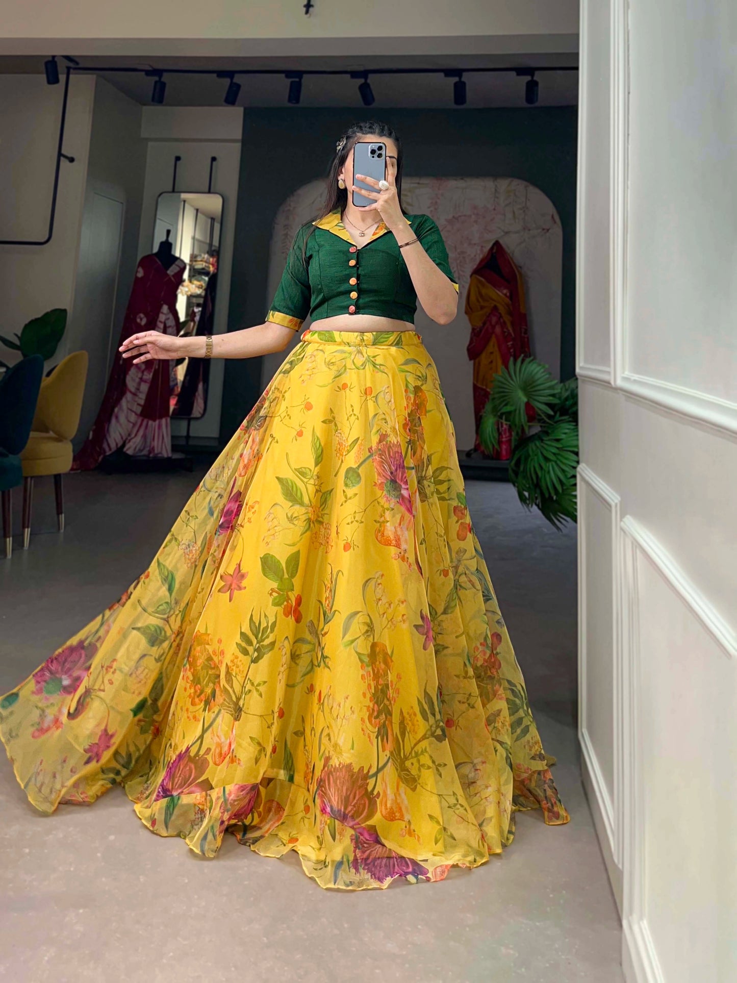 Yellow Organza Lehenga Co-ord Set