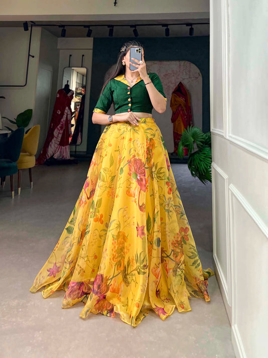 Yellow Organza Lehenga Co-ord Set