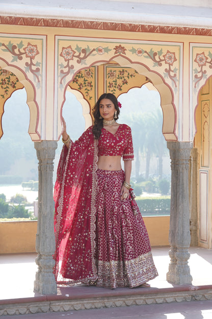 Pure Viscose Jacquard Lehenga Choli with Sequins Work