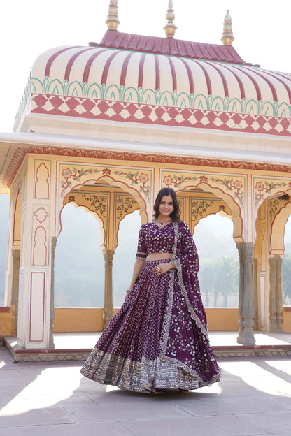 Pure Viscose Jacquard Lehenga Choli with Sequins Work