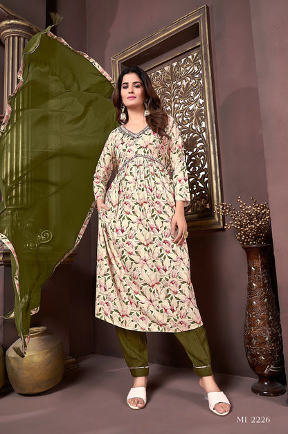 Printed Alia Cut Kurti Pant with Dupatta