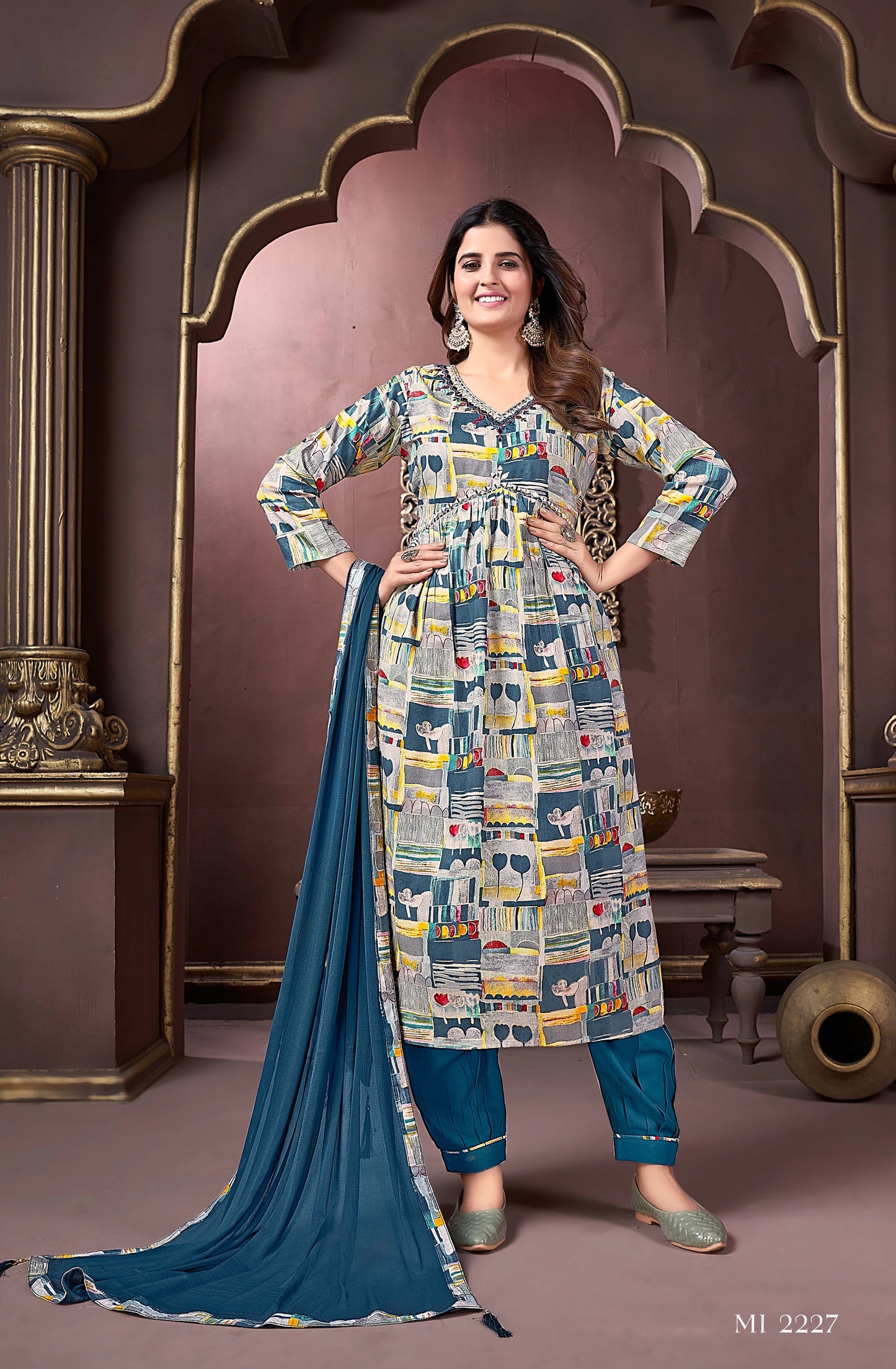 Printed Alia Cut Kurti Pant with Dupatta