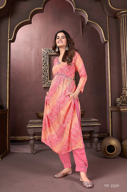 Alia Cut Printed Kurti Pant with Dupatta