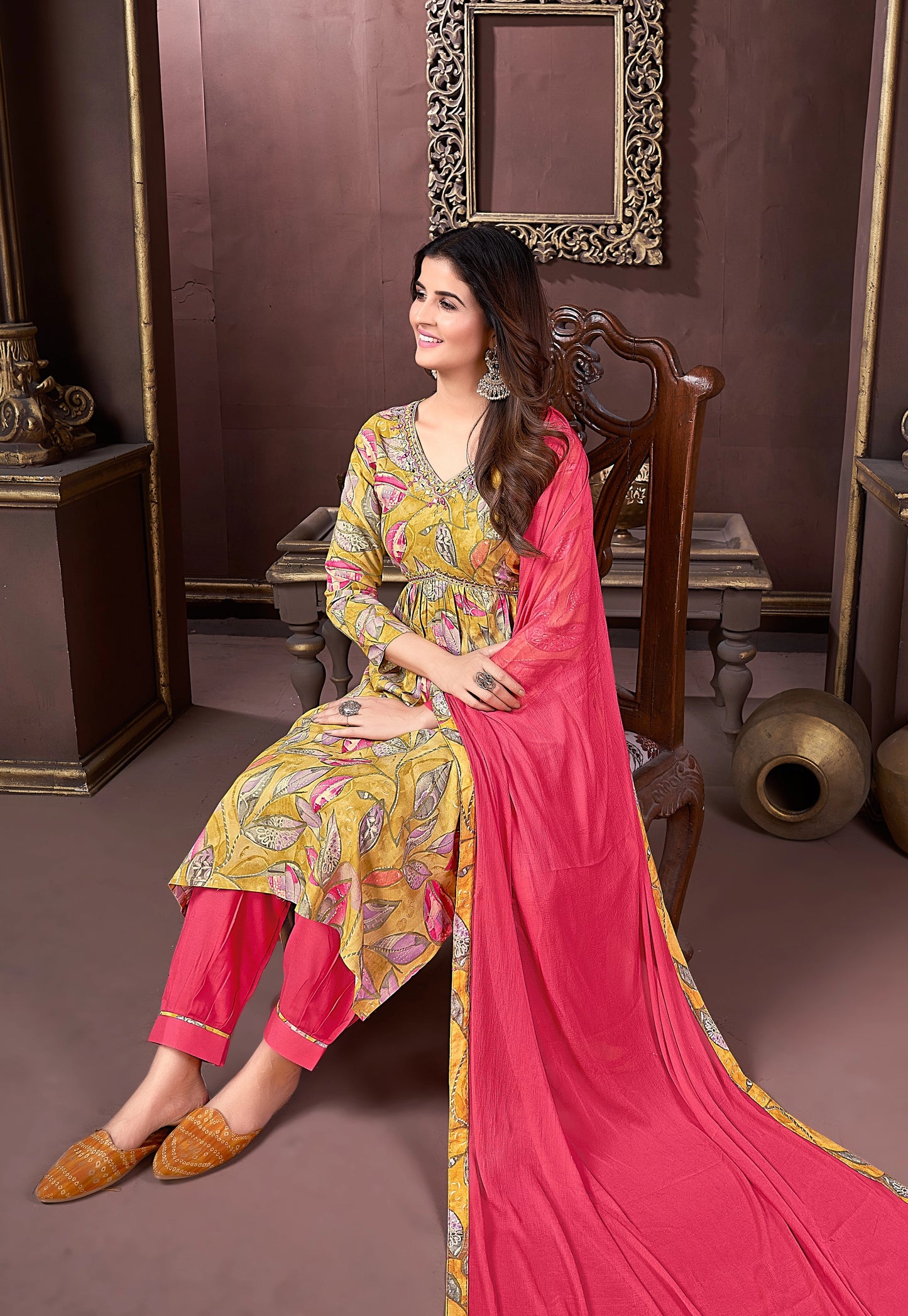 Alia Cut Printed Kurti Pant with Dupatta