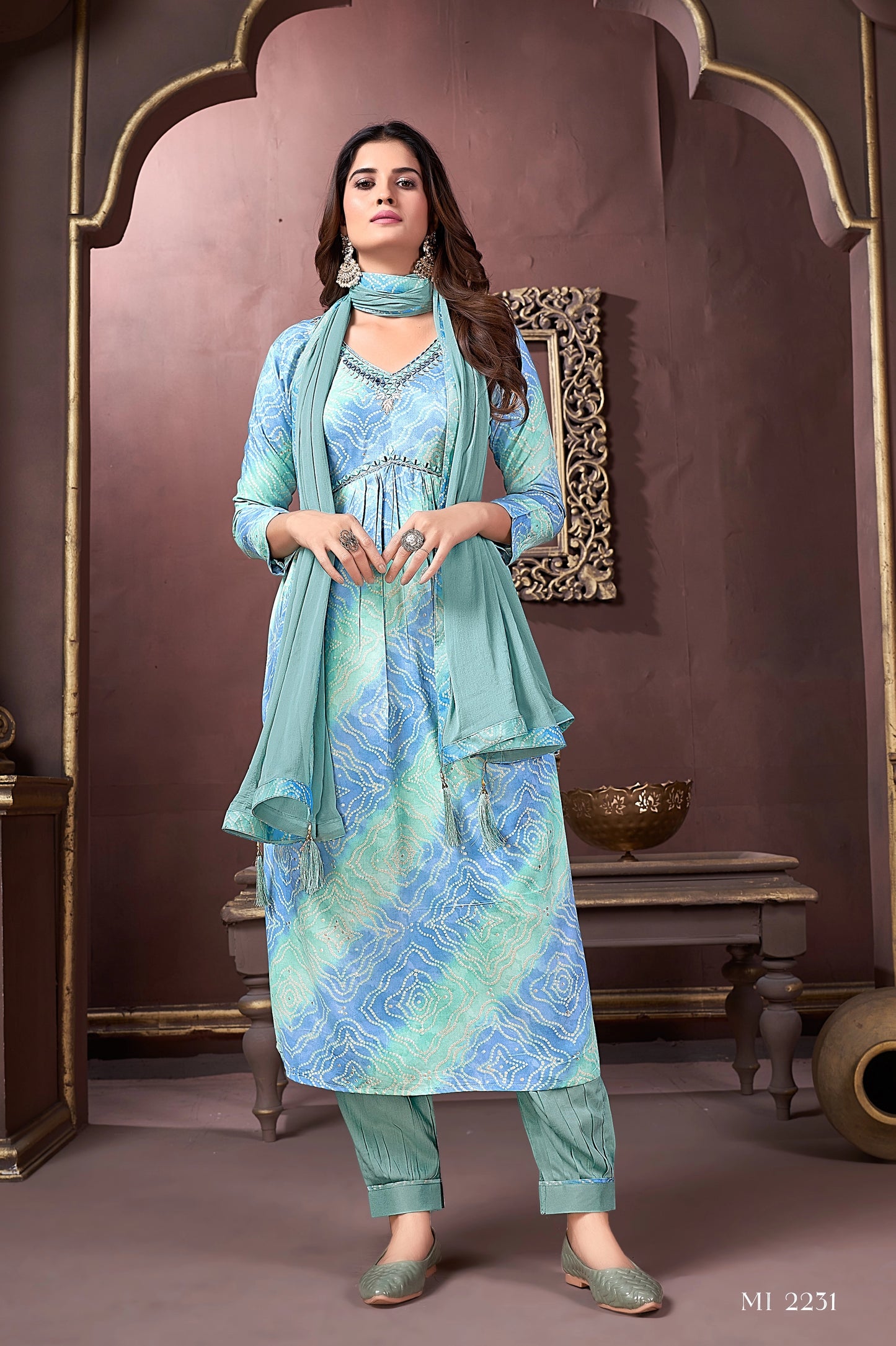 Alia Cut Printed Kurti Pant with Dupatta