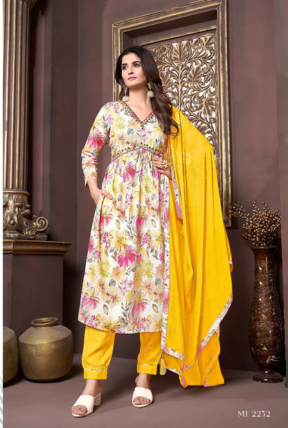 Printed Alia Cut Kurti Pant and Dupatta