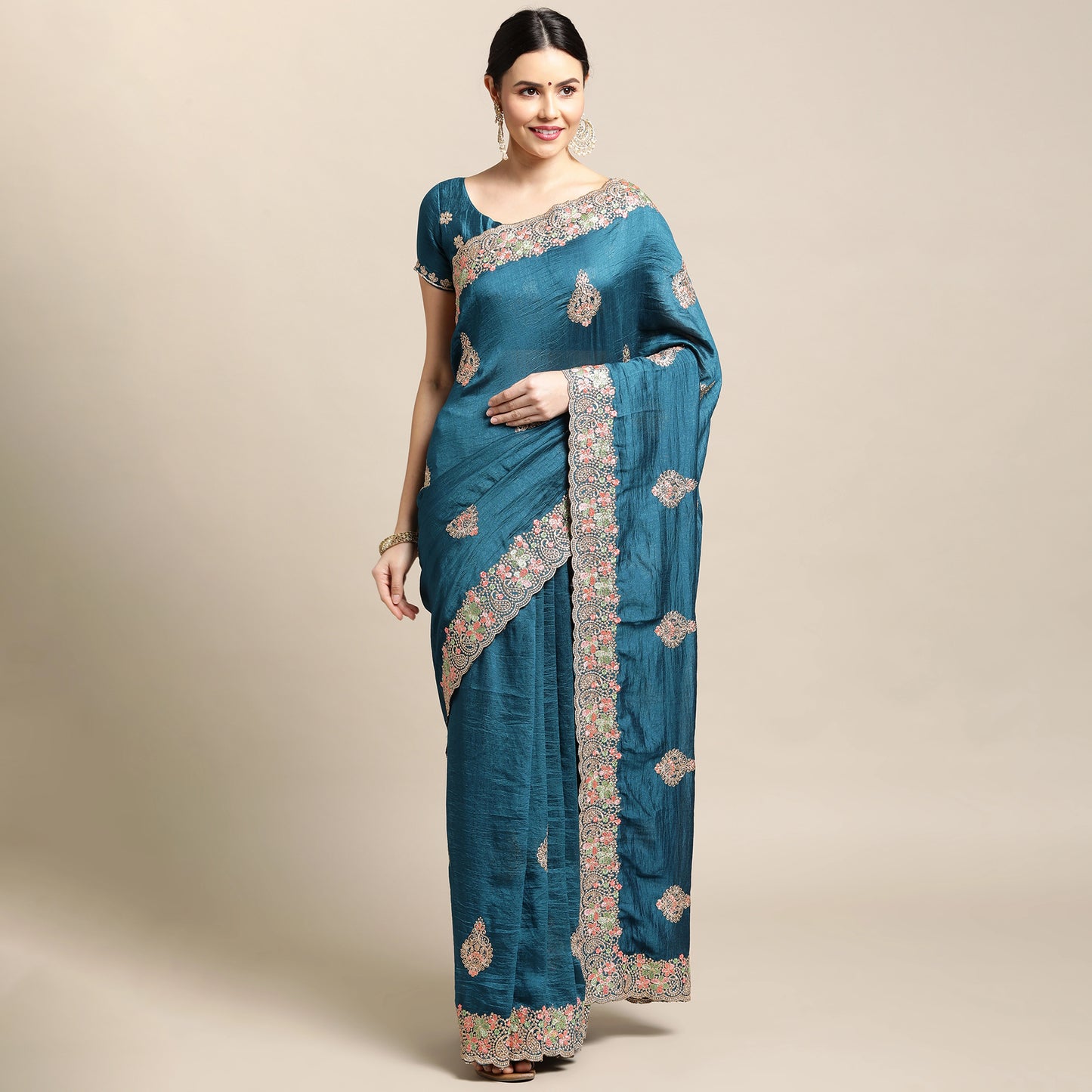 Rangoli Silk Embroidery Work Designer Saree