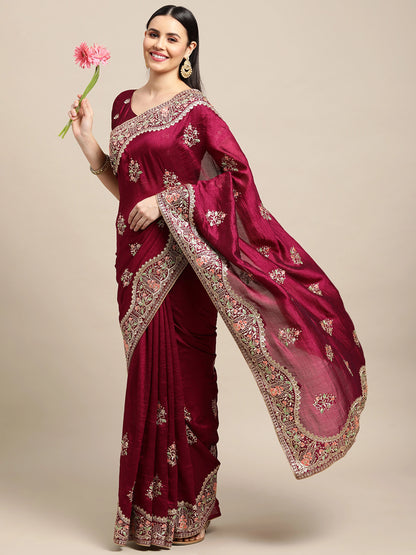 Rangoli Silk Embroidery Work Designer Saree