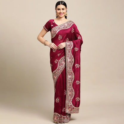 Rangoli Silk Embroidery Work Designer Saree