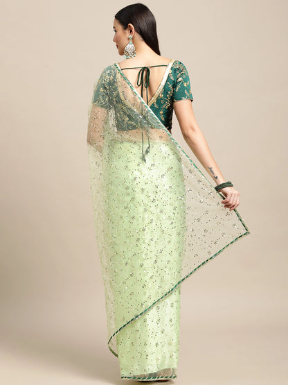 Net Sequins Work Designer Saree