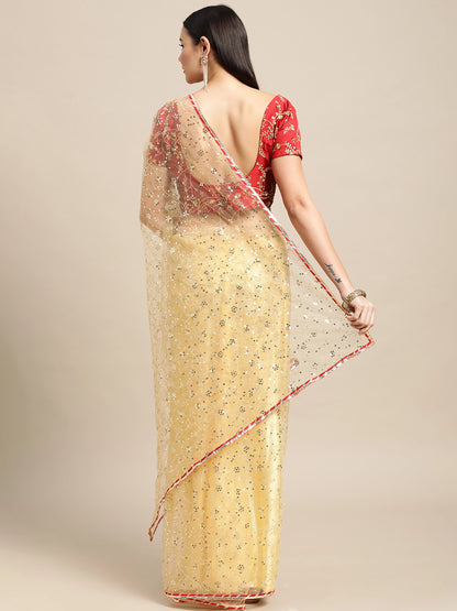 Net Sequins Work Designer Saree