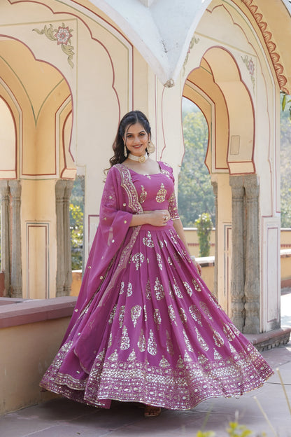 Sequins Embroidered Faux Georgette Lehenga Choli