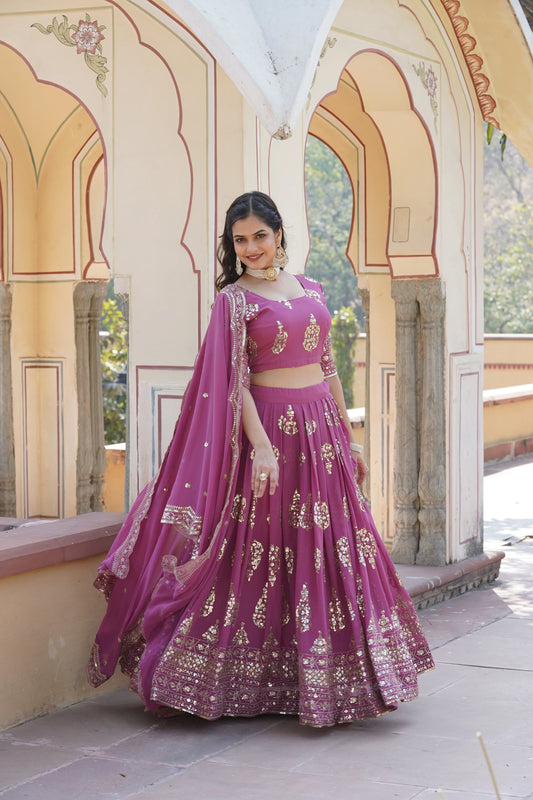 Sequins Embroidered Faux Georgette Lehenga Choli