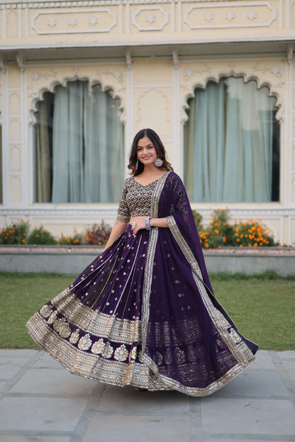 Sequins Embroidered Faux Georgette Lehenga Choli