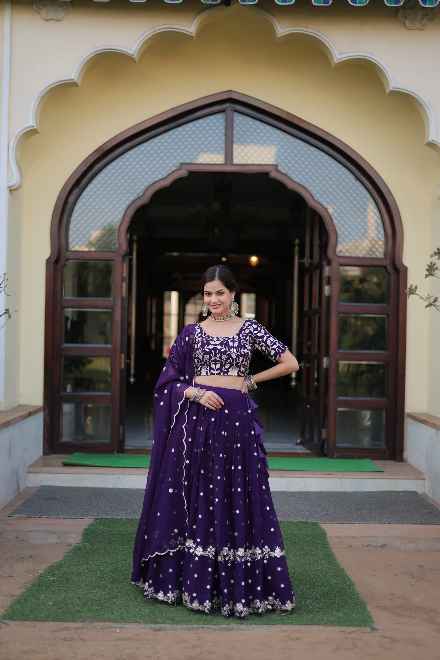 Sequins Embroidered Faux Georgette Lehenga Choli